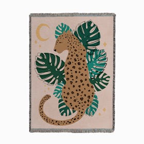 Leopard Leaf Peach Woven Throw