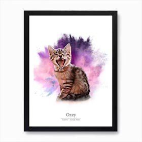 Your Pet Personalised Portrait Drawing Purple Background Art Print