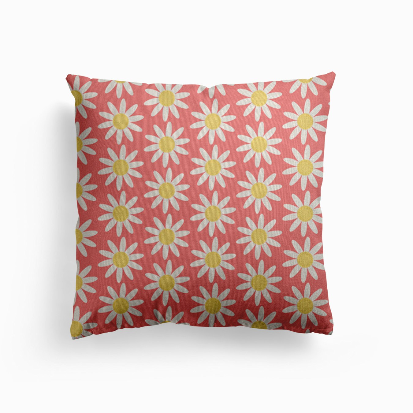 Pink Daisies Canvas Cushion by Mambo