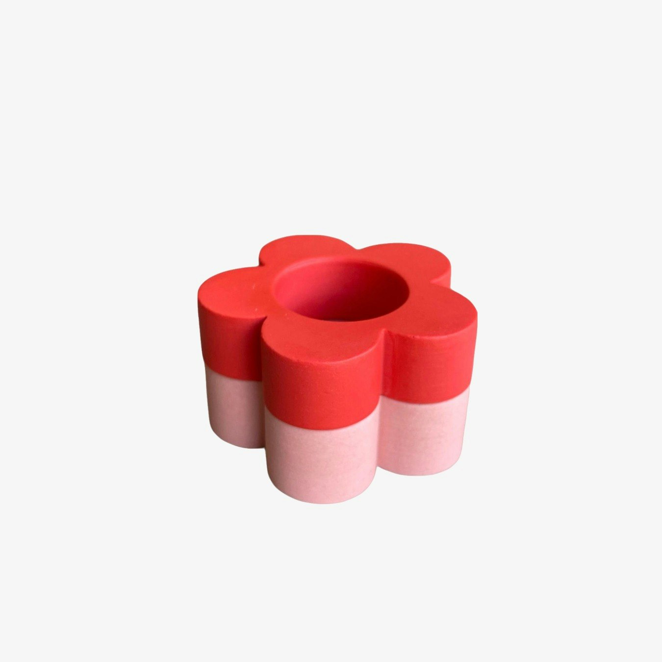 Stackable Daisy Candle Holder - Red / Baby Pink - Set of 2 by Happy Rooms Home Decor