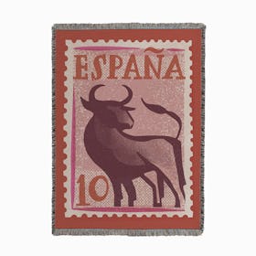 Spain Postage Stamp Woven Throw