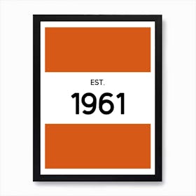 Personalised Year Number Custom Colour Orange Art Print