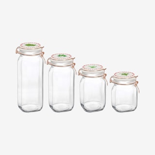 4-Piece Canister Set with Herb Decal