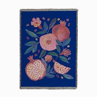 Pomegranate And Florals Blue Woven Throw