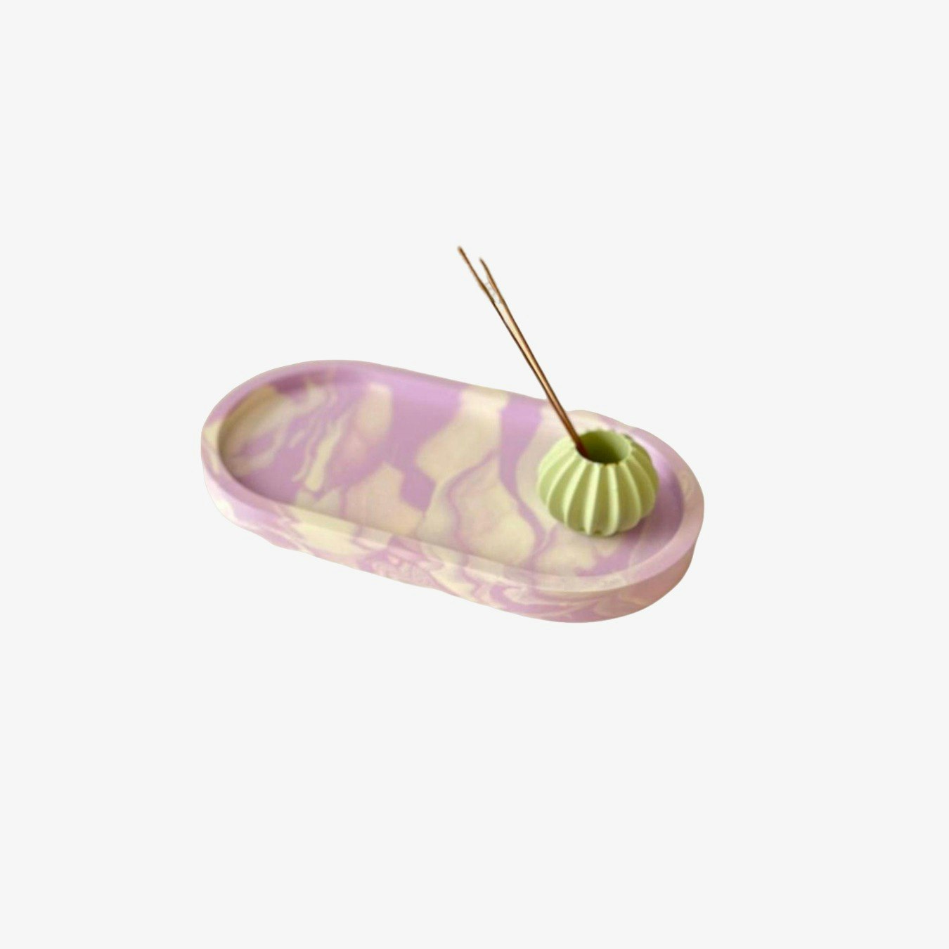 Incense Tray - Mauve Marble / Green by Happy Rooms Home Decor