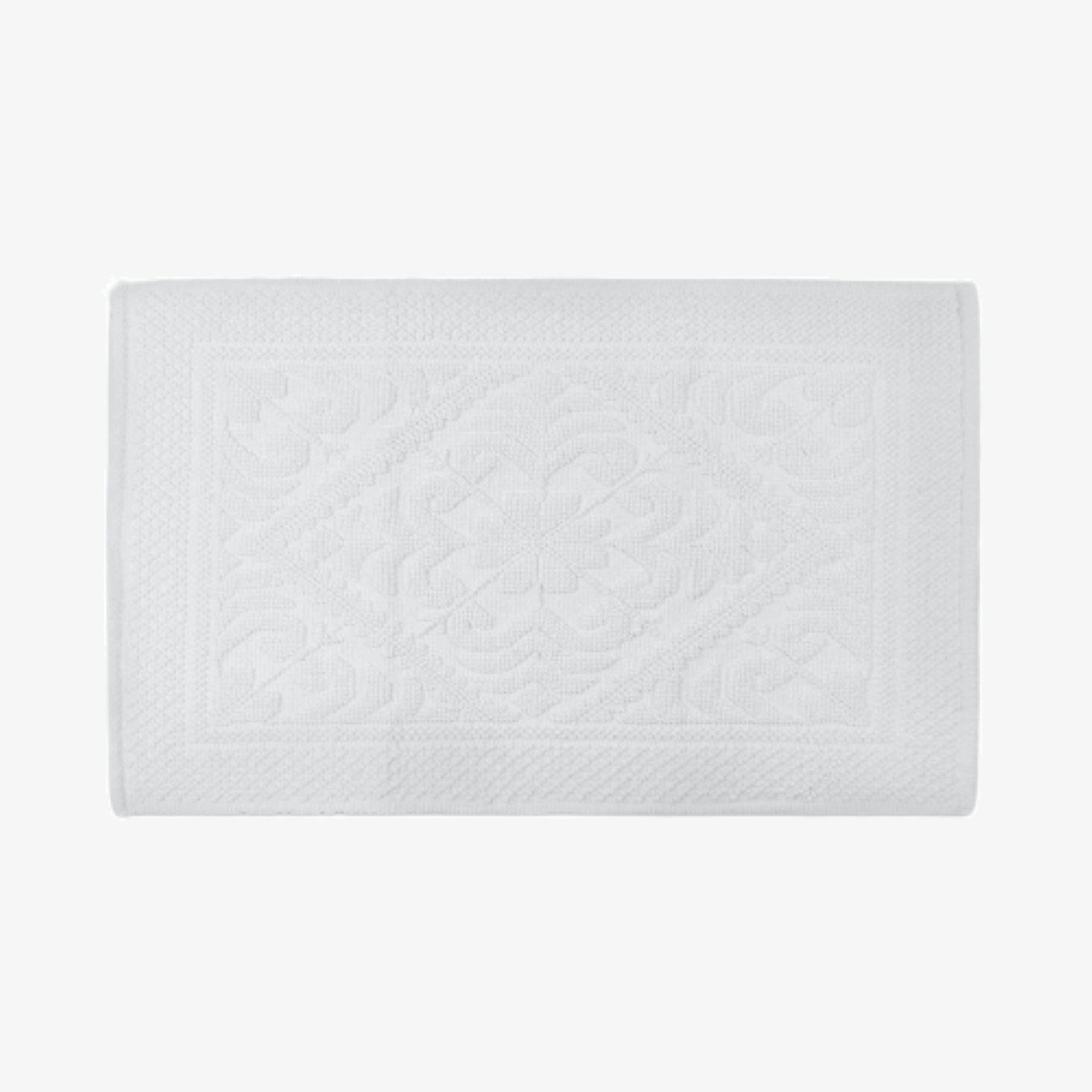Country House Jacquard Cotton Bath Mat - White by Allure Bath Fashions