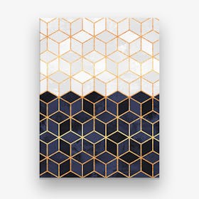 White And Navy Cubes Canvas Print