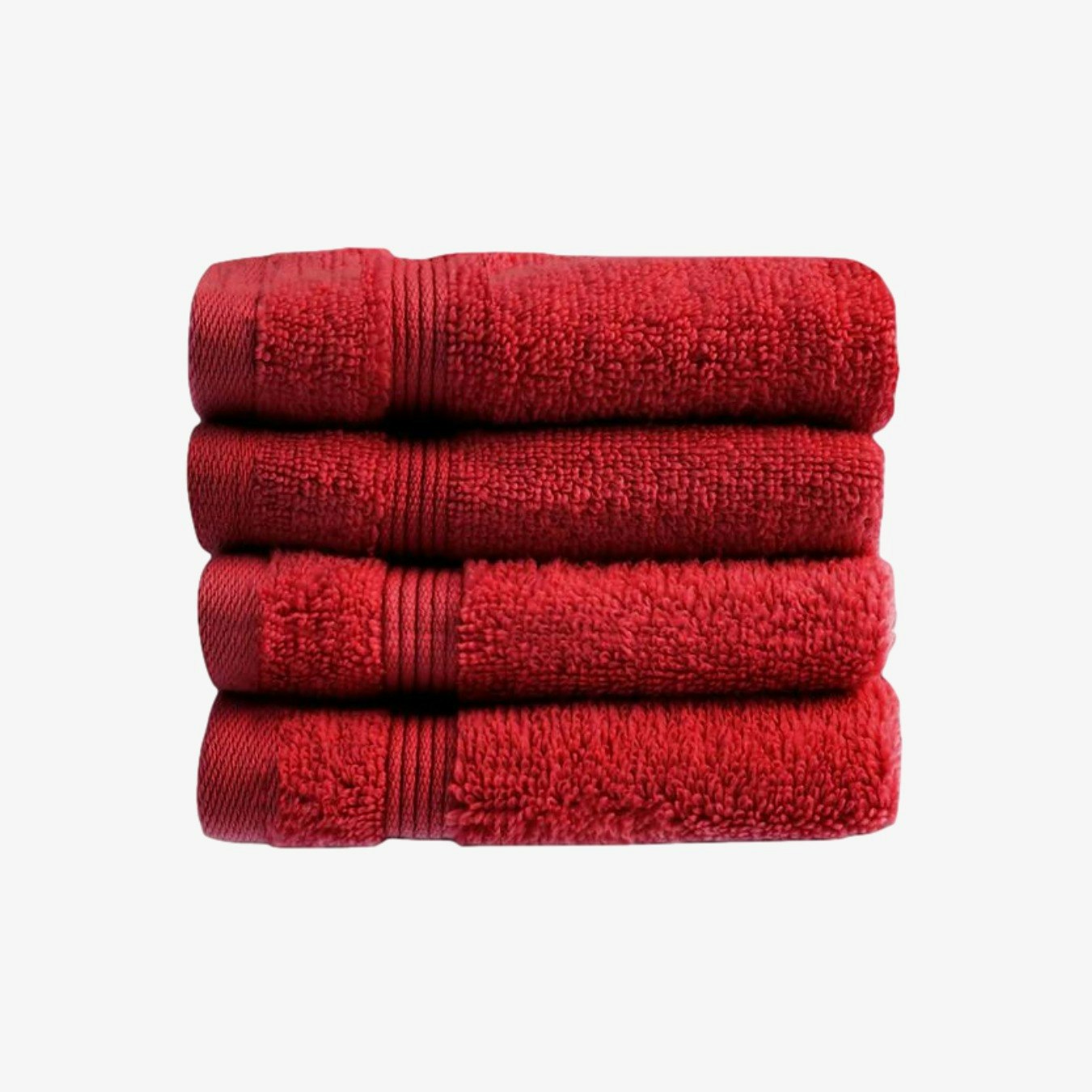 Zero Twist Egyptian Cotton Face Cloths - Cranberry - Set of 4 by Allure Bath Fashions
