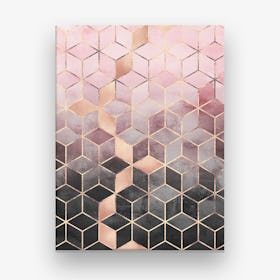 Pink And Grey Gradient Cubes Canvas Print