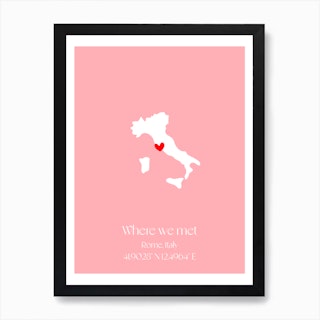 Personalised Coordinates Wedding Map Gift  Art Print
