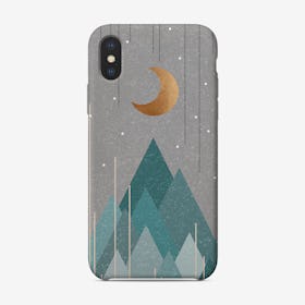 Moon And Mountains Mint Green Phone Case