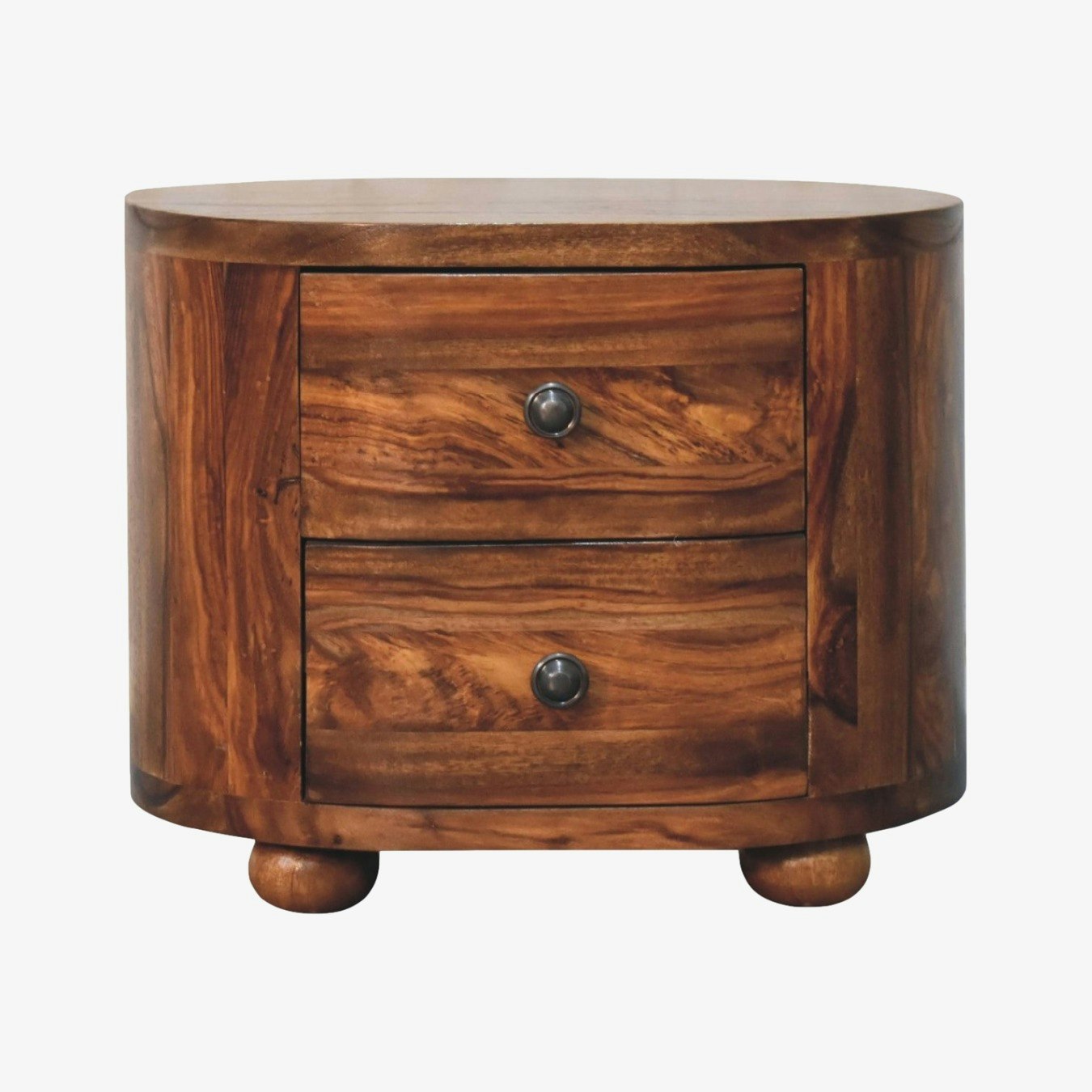 Round Honey Finish Bedside with Bun Feet by Artisan Furniture