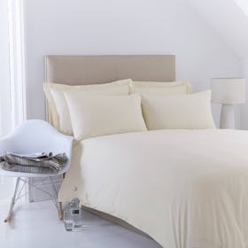 Charlotte Thomas Percale Plain Dye Duvet Cover Set - Ivory