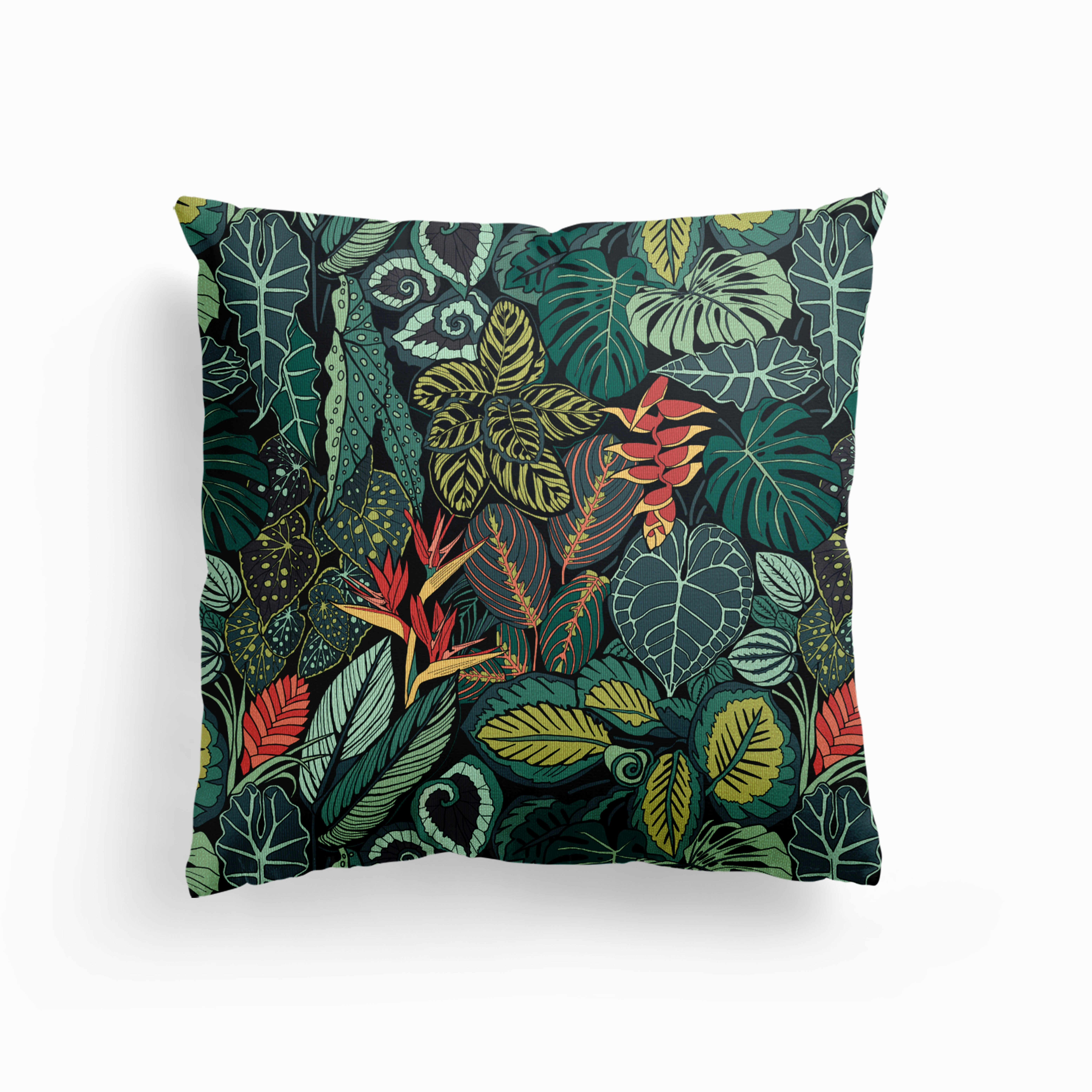 Tropical Rainforest Leaves Canvas Coussin