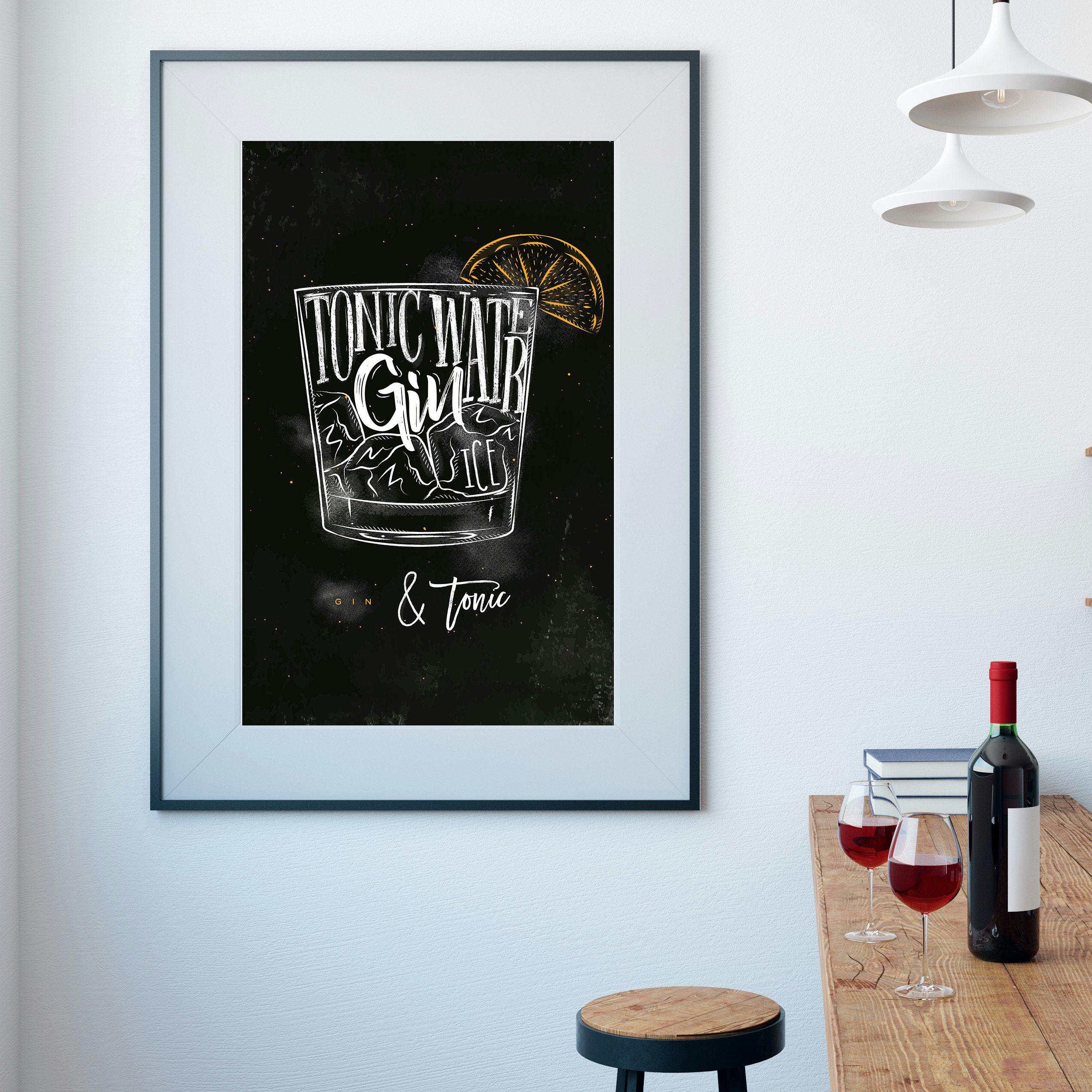 Download Gin and Tonic Chalk Cocktail Art Print by Pixy Paper - Fy