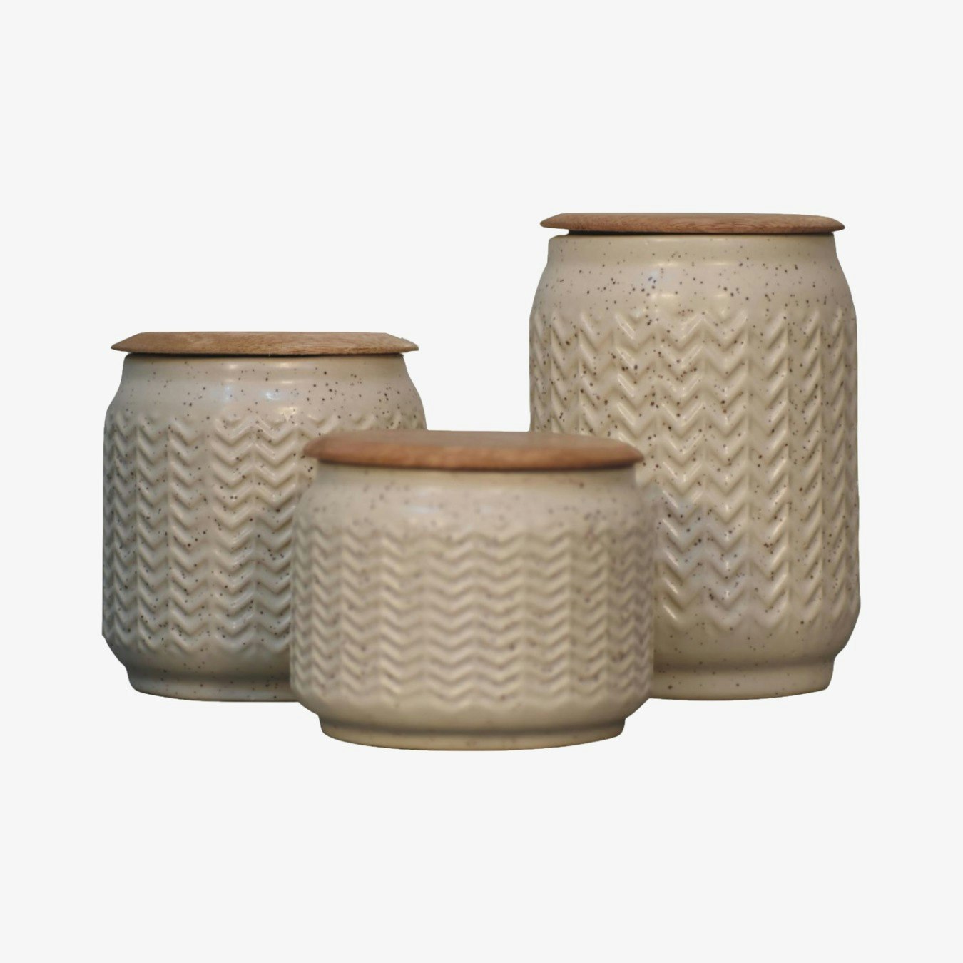 Zig-Zag Patterned Sugar, Tea and Coffee Set by Artisan Furniture