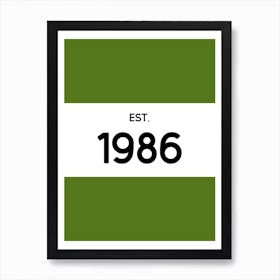 Personalised Year Number Custom Colour Green Art Print