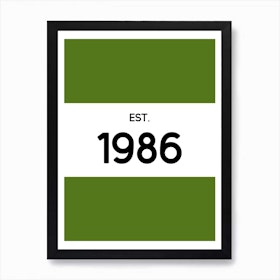 Personalised Year Number Custom Colour Green Art Print