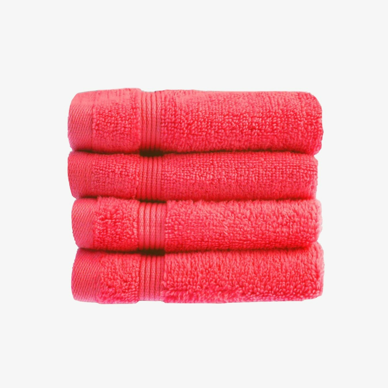 Zero Twist Egyptian Cotton Face Cloths - Hot Pink - Set of 4 by Allure Bath Fashions