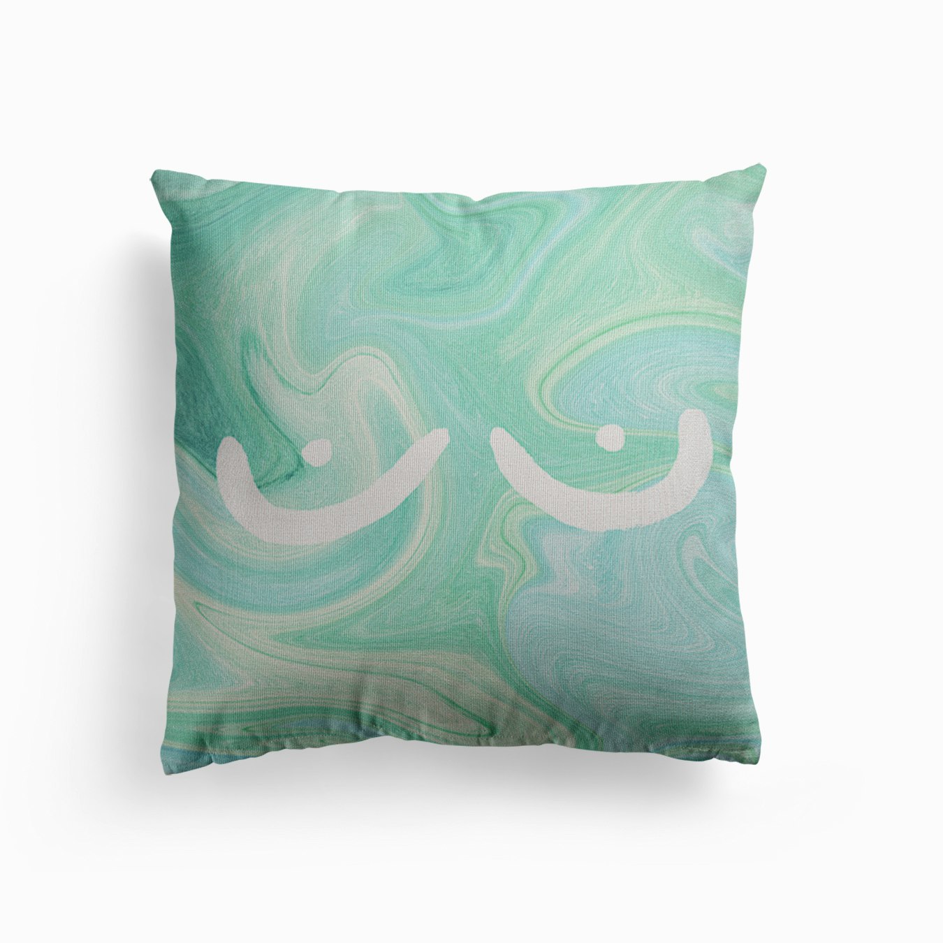 Boobies Marble Green Canvas Coussin
