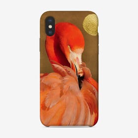 Flamingo With Golden Sun Phone Case
