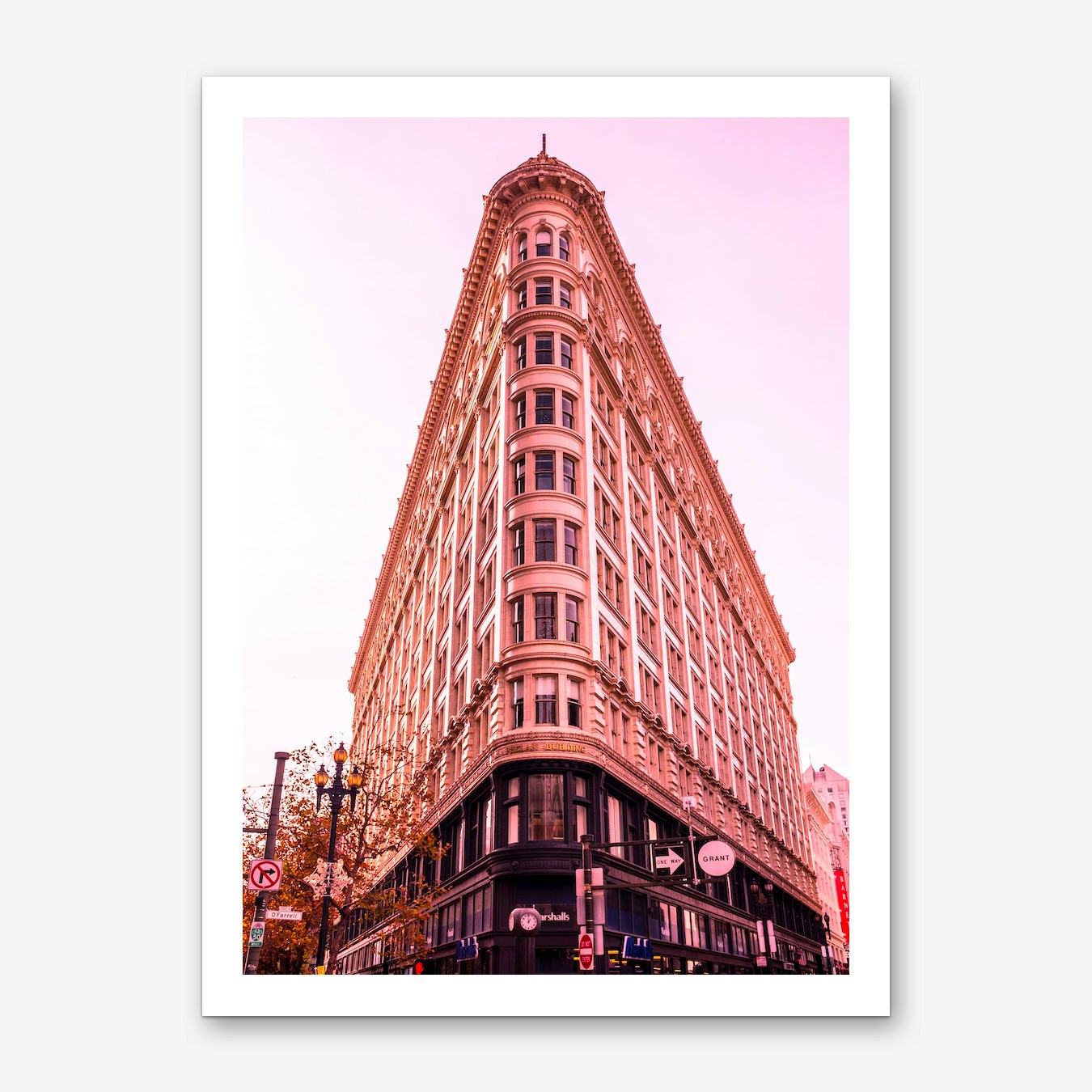 Phelan Building Pink Art Print Poster Framed Option Urban Style Wall Decor