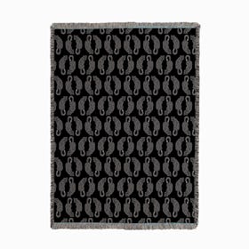 Leopard Patter White On Black Woven Throw