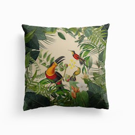 Jungle Toucan Yellow Canvas Cushion