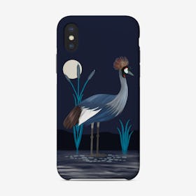 Japanese Crested Crane In The Moonlight Phone Case