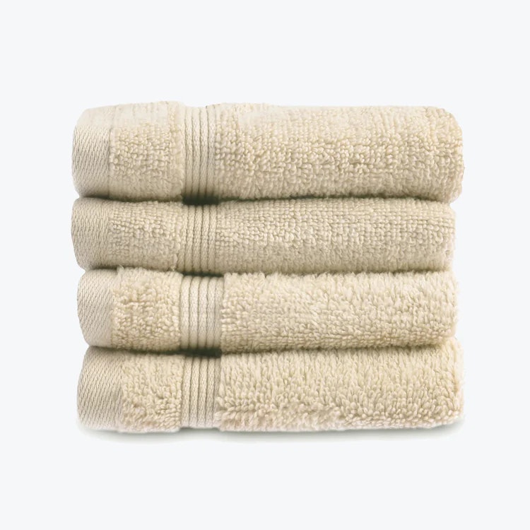 Zero Twist Egyptian Cotton Face Cloths - Stone - Set of 4 by Allure Bath Fashions