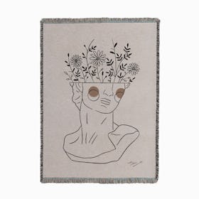 David With Flowers Woven Throw