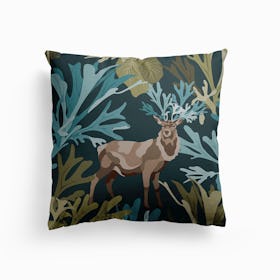 Stags In The Fern Jungle Canvas Cushion