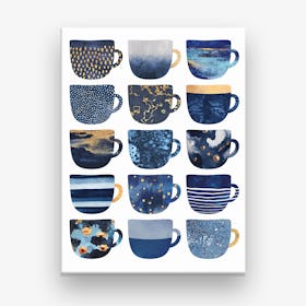 Pretty Blue Coffee Cups Canvas Print