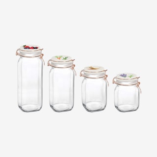 4-Piece Canister Set with Vegetable Decal