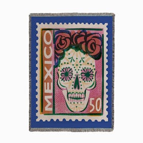 Mexico Postage Stamp Woven Throw