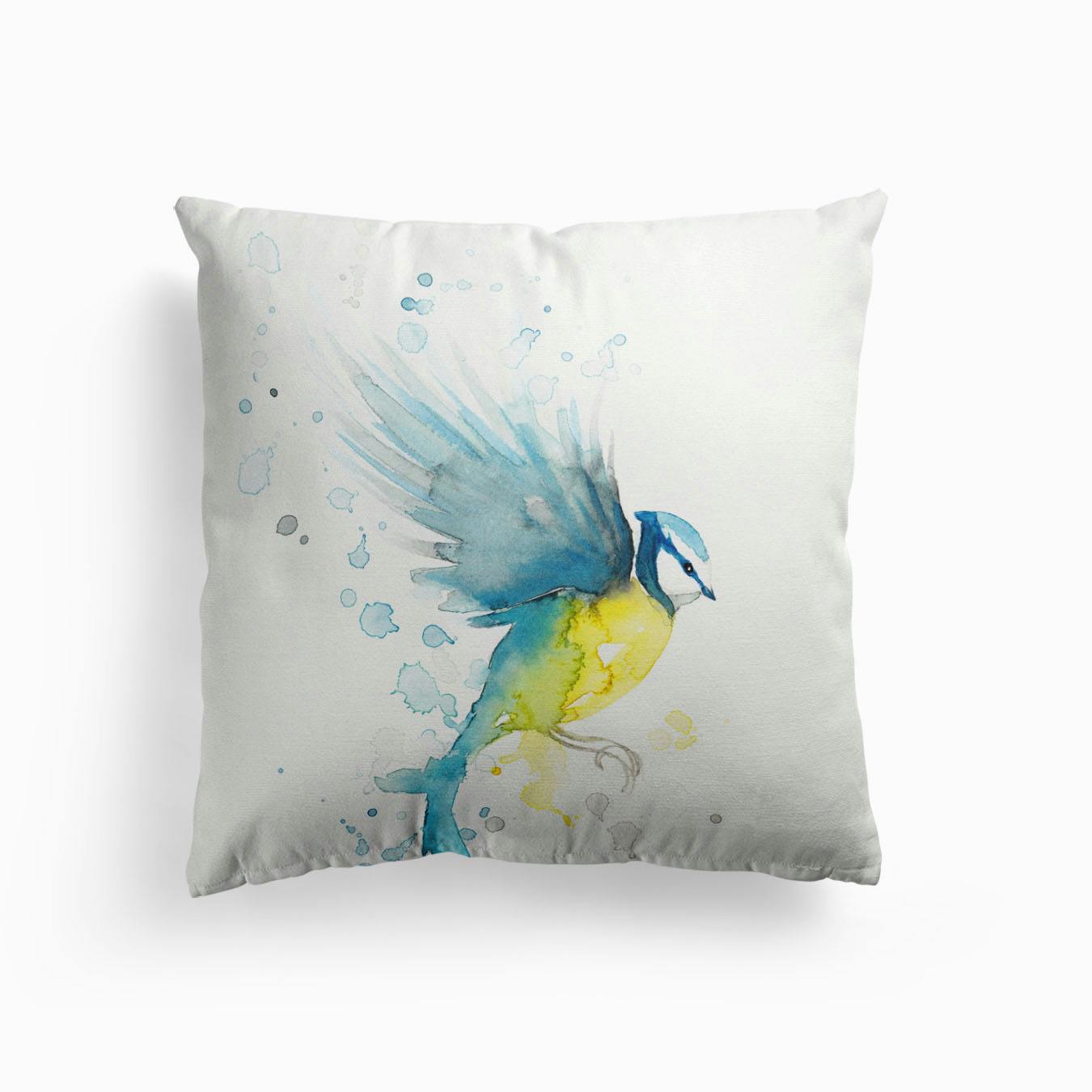 birds Blue Tit cushion cover cushion Bird cotton canvas British wildlife