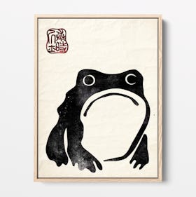 Frog Matsumoto Hoji Inspired Frog On Vintage Paper Japanese Canvas Print