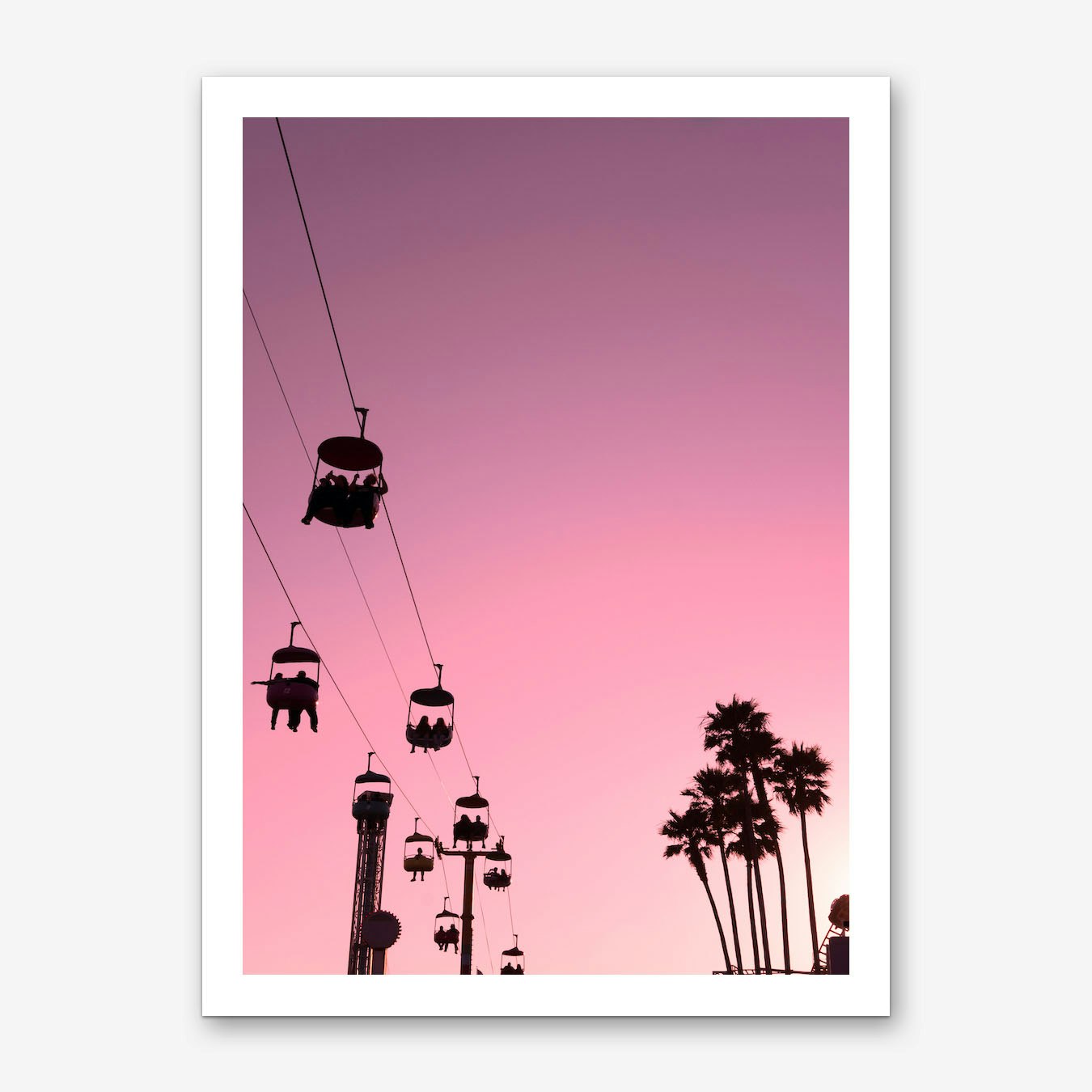 Santa Cruz Sky Gondolas Art Print Poster Pink Framed Wall Decor by Nikolaos Tzovolos