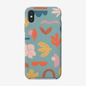 Abstract Leaves Teal Phone Case