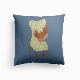 Miss Hen Chicken On A Chair Cushion