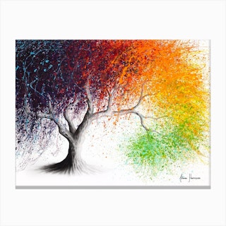 Rainbow Seasons Tree Canvas Print