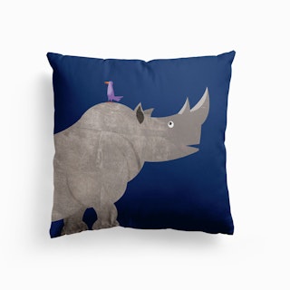 Rhinoceros And Bird Cushion