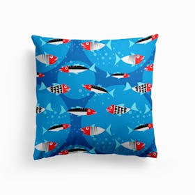 Fishes In The Blue Sea Cushion