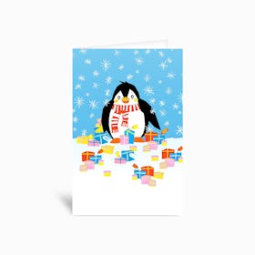 Christmas Penguin Greetings Card