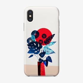 Blue Flowers In Red Vase Phone Case