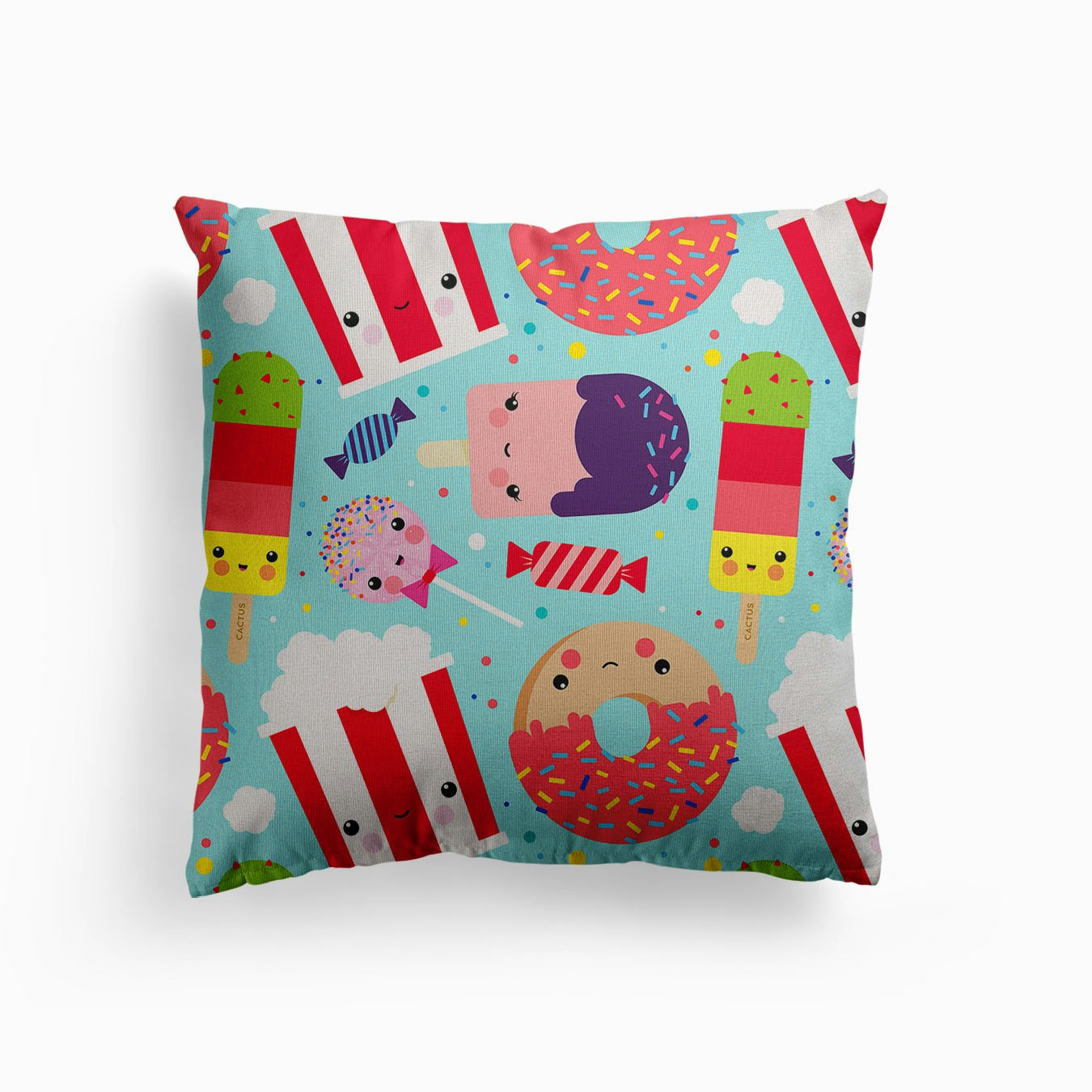 Ice Cream And Sweets Kawaii Pattern Canvas Cushion by Pia Kolle