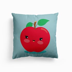 Nursery Kawaii Red Apple Canvas Cushion