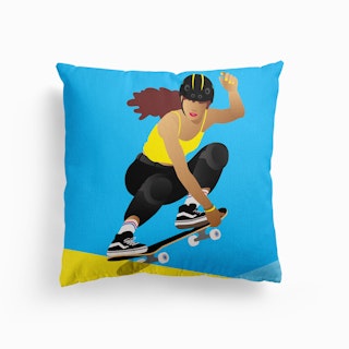 Skater Girl Yellow Top Canvas Cushion