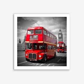 London Red Buses on Westminster Bridge Art Print