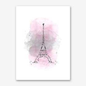 Watercolor Art Eiffel Tower - Pink Art Print